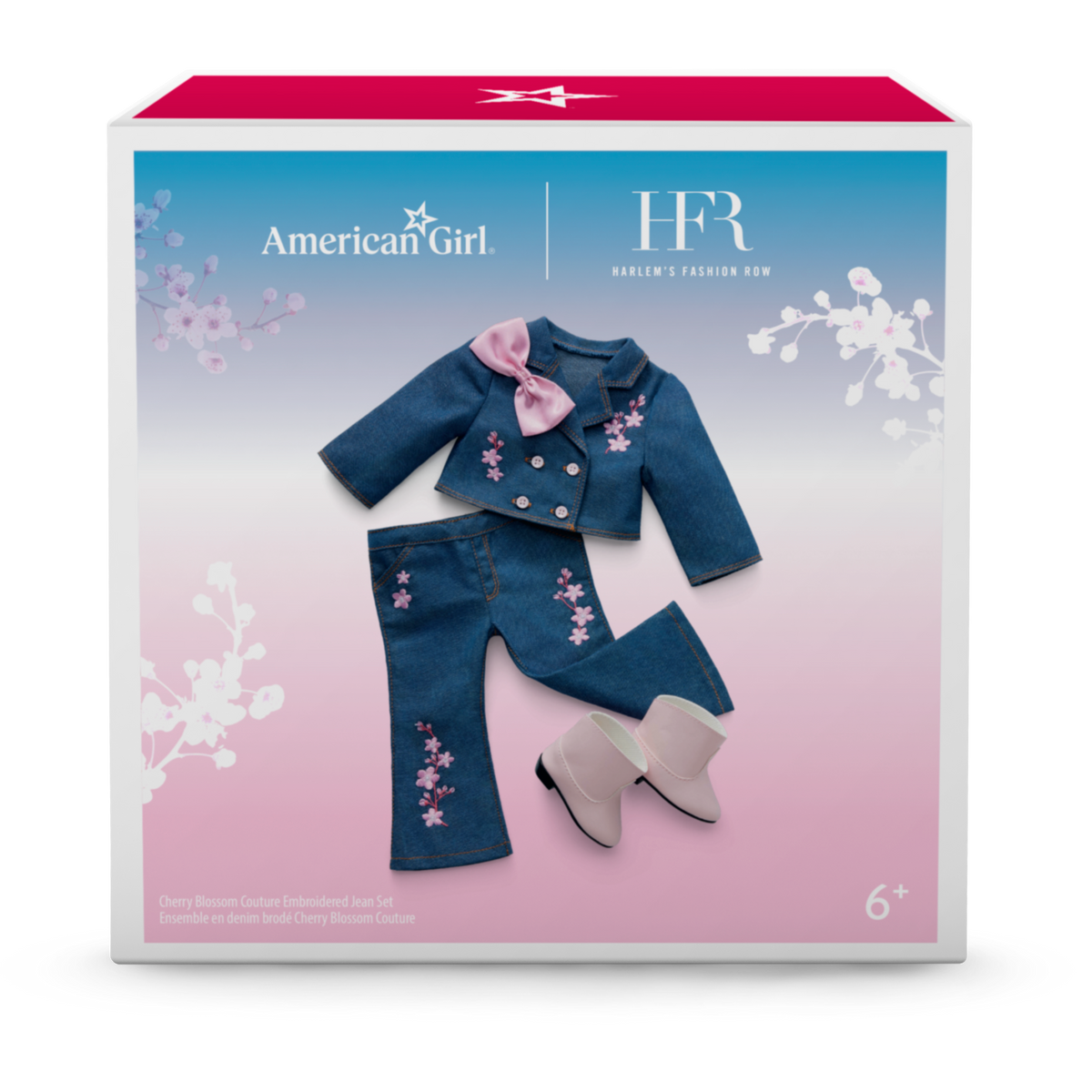 American Girl® x Harlem’s Fashion Row Cherry Blossom Couture Embroidered Jean Set for 18-inch Dolls