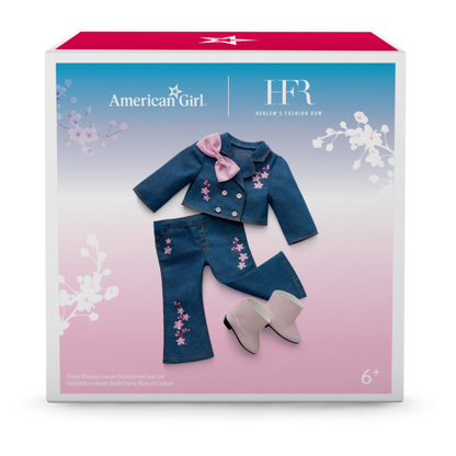 American Girl® x Harlem’s Fashion Row Cherry Blossom Couture Embroidered Jean Set for 18-inch Dolls