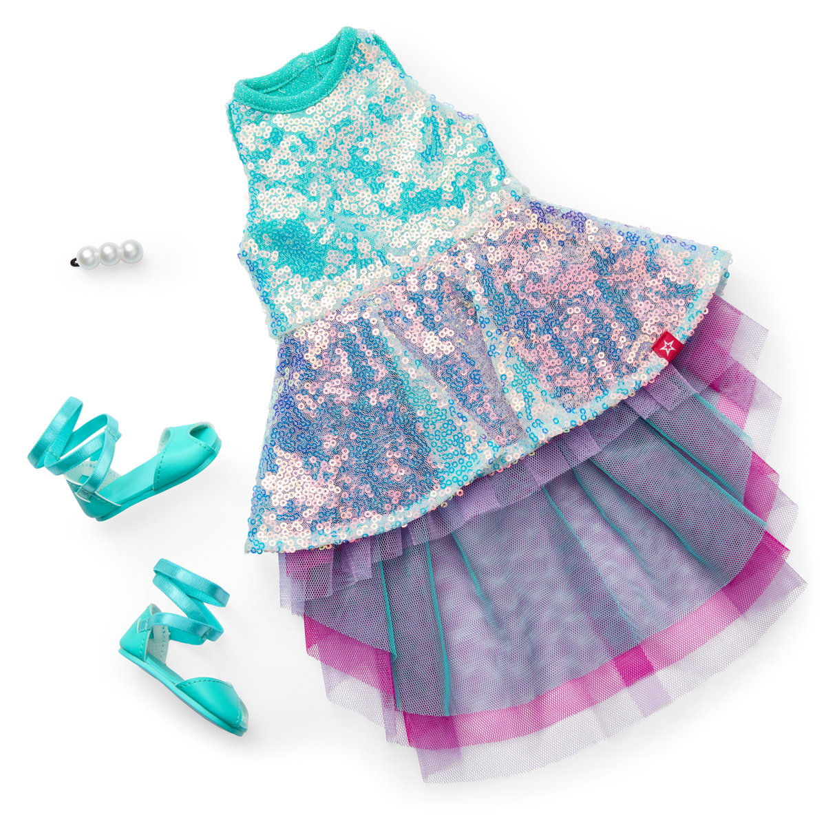 Glam Shimmering Ocean Outfit & Shimmering Sea Turtle Backpack & Accessory Set Bundle