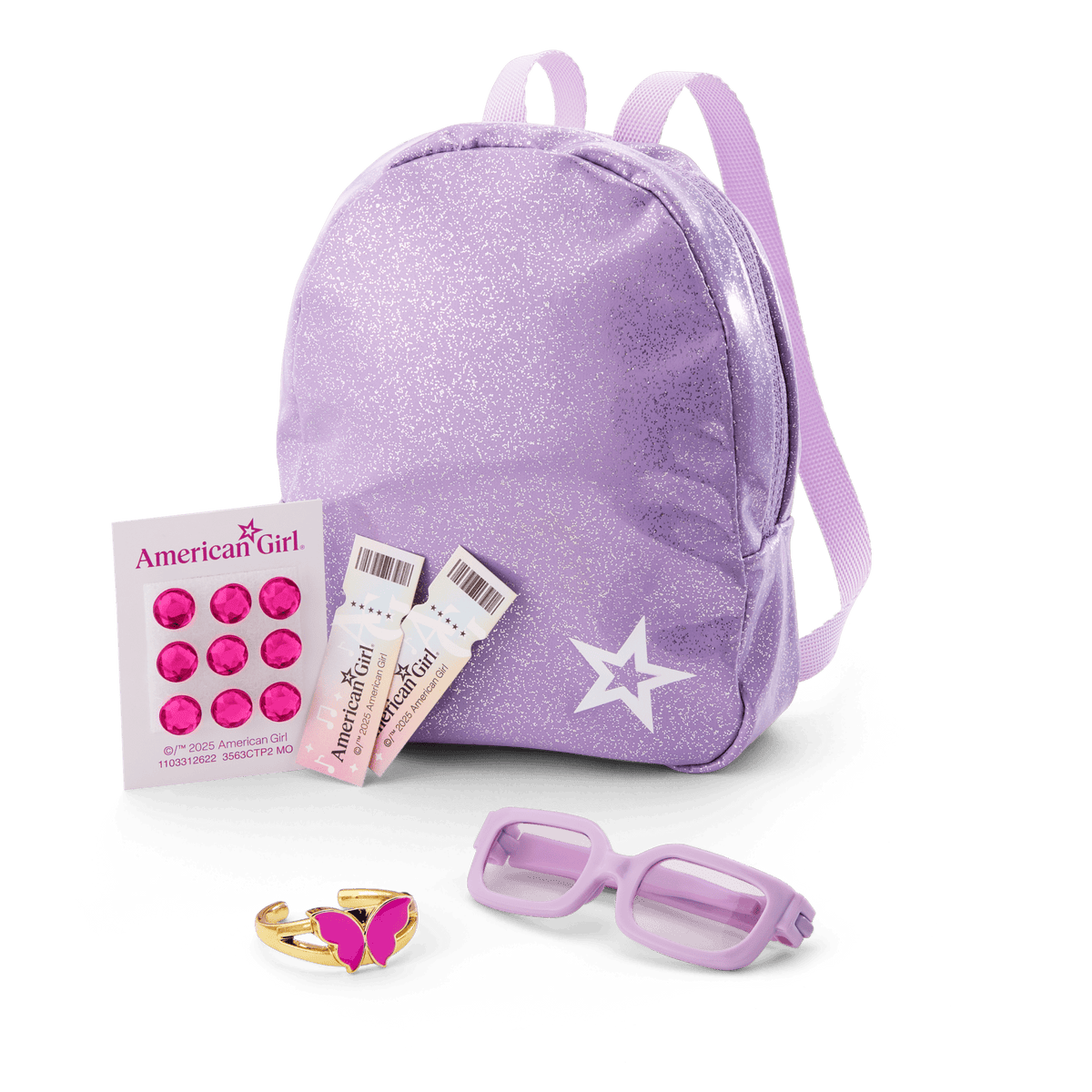 Glam Sparkly Concert Outfit & Colorful Teddy Bear Backpack & Accessory Set Bundle