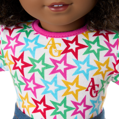 Truly Me™ 18-inch Doll #112 with curly dark-brown hair