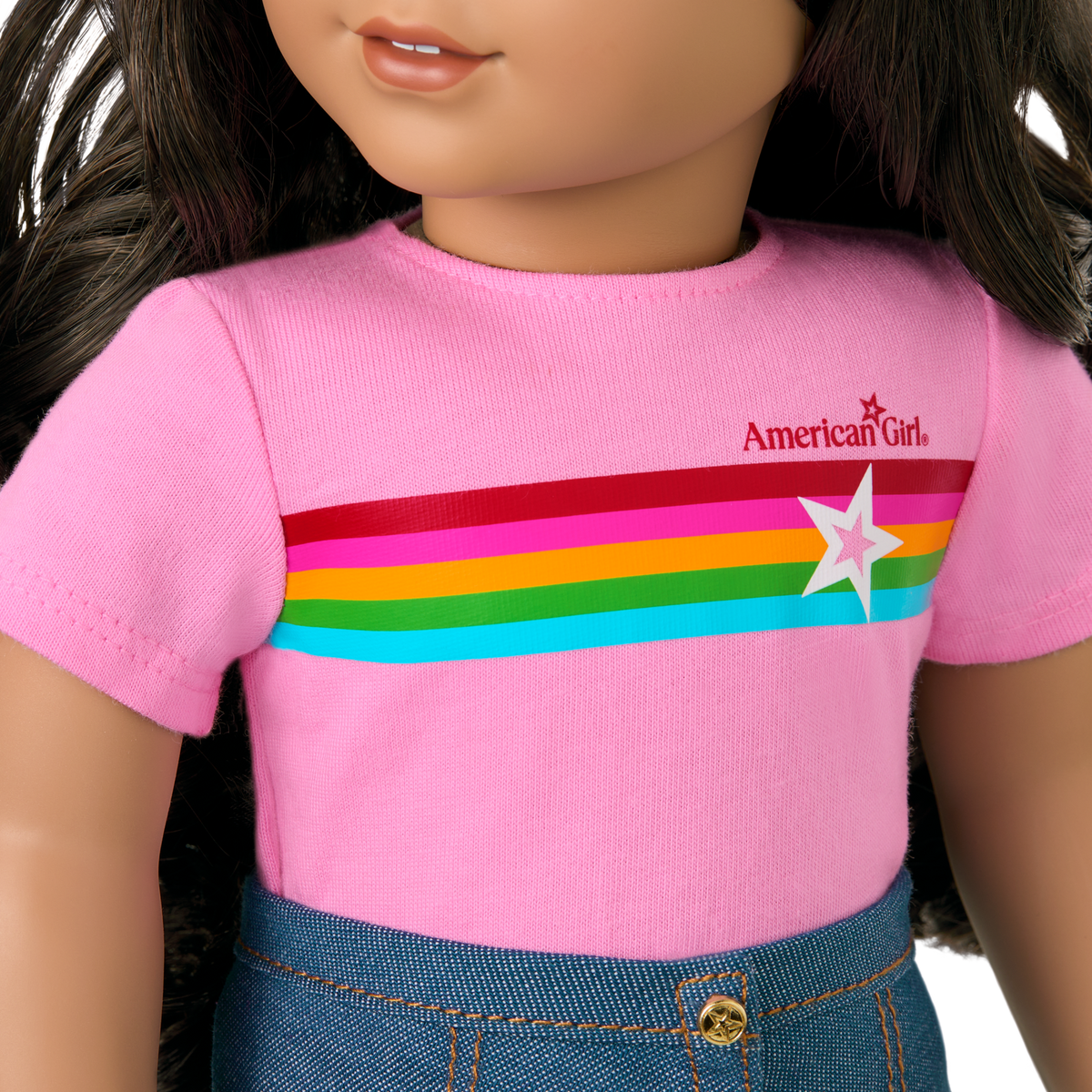 Truly Me™ 18-inch Doll #108 with curly black-brown hair