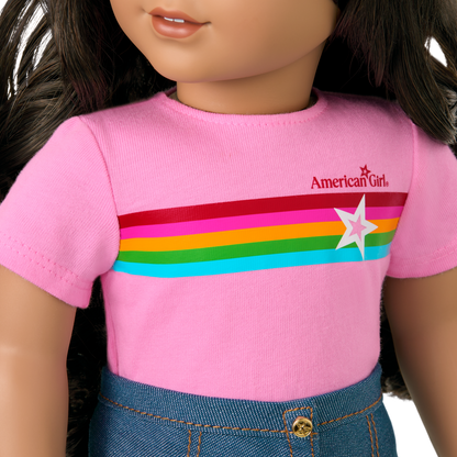 Truly Me™ 18-inch Doll #108 with curly black-brown hair