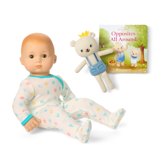 Bitty Baby® Doll #6 in Pastel Blue + Bear Friend & Board Book