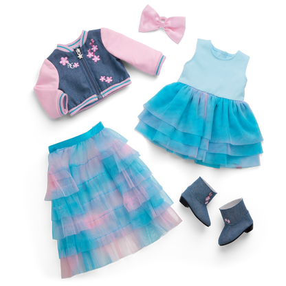 American Girl® x Harlem’s Fashion Row Cherry Blossom Couture 2-in-1 Ruffle Dress & Jacket for 18-inch Dolls