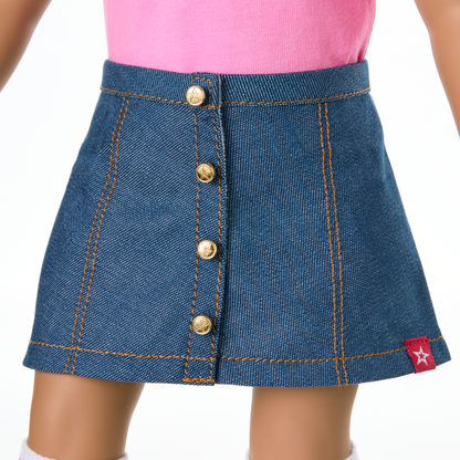 Truly Me™ 18-inch Doll #132 with curly dark-brown hair