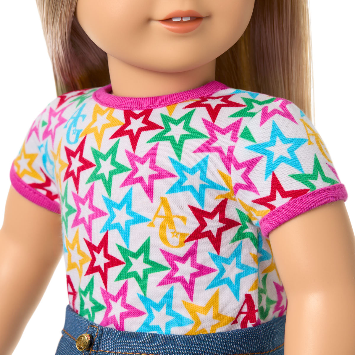 Truly Me™ 18-inch Doll #100 with straight layered blonde hair