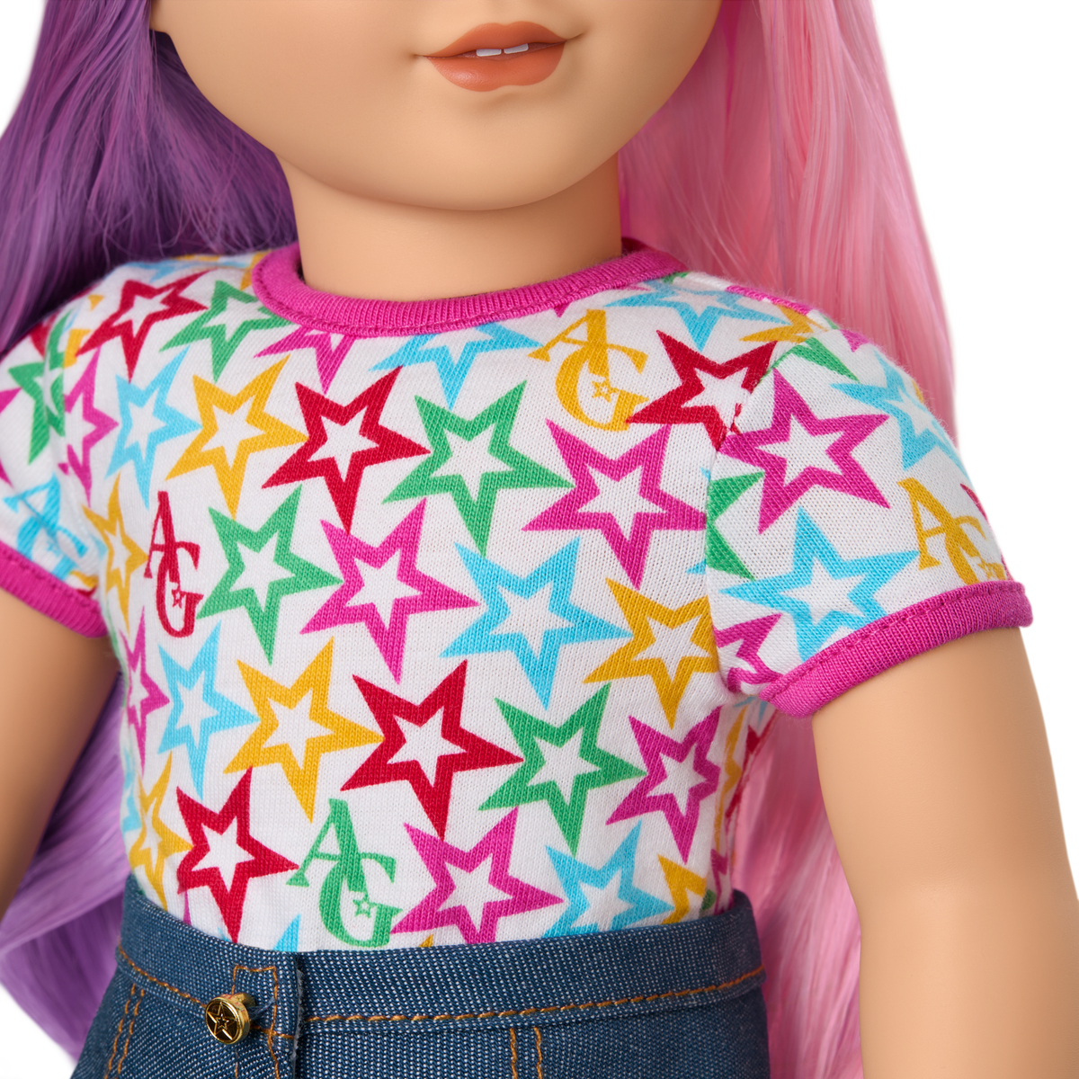 Truly Me™ 18-inch Doll #116 with wavy purple-and-pink hair