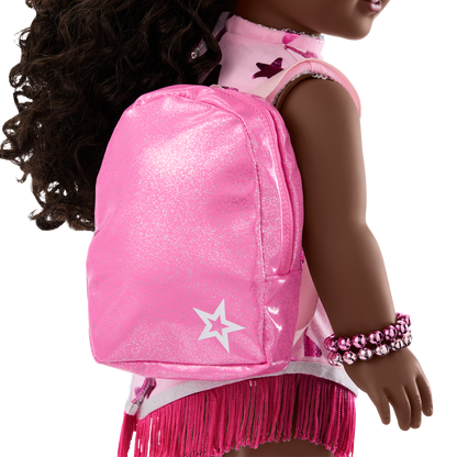 Pink Spotted Cow Backpack & Accessory Set for 18-inch Dolls