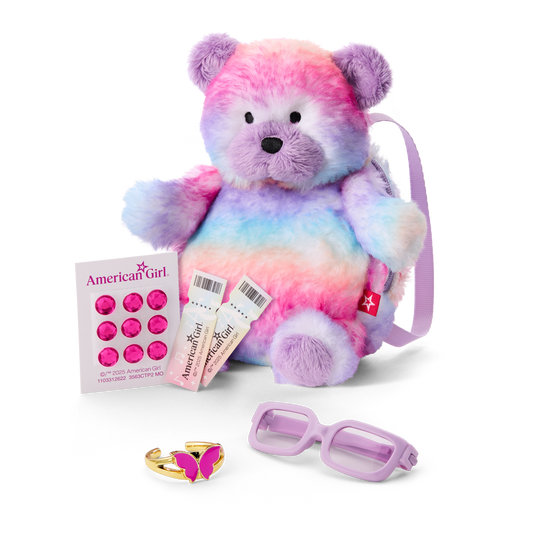 Colorful Teddy Bear Backpack & Accessory Set for 18-inch Dolls