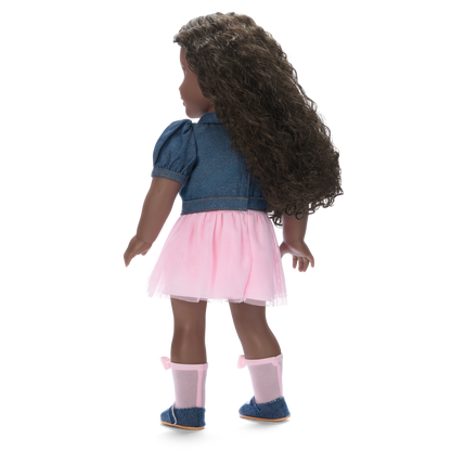 American Girl® x Harlem’s Fashion Row Cherry Blossom Couture Buttoned-Up Bows Top & Skirt for 18-inch Dolls