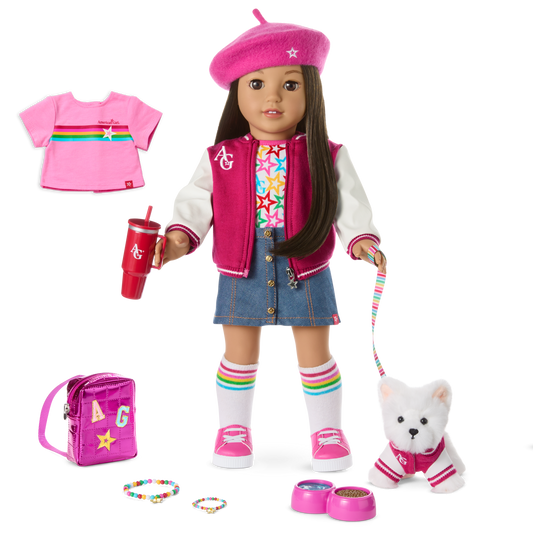 Truly Me™ 18-inch Doll #124, Puppy, Mini Backpack & Accessories AG™ Star Squad Bundle