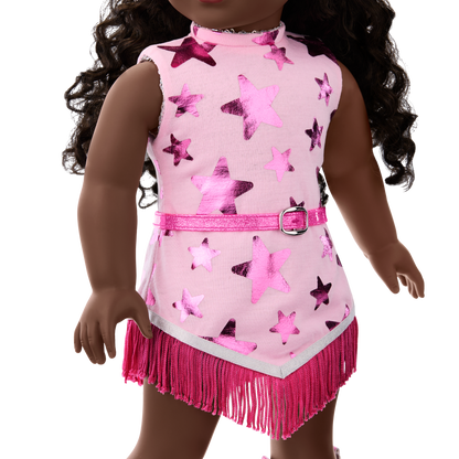 Glam Pink Cowgirl Outfit for 18-inch Dolls