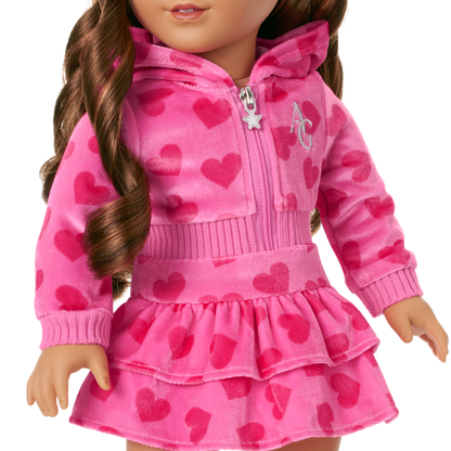 Pink Hearts Hoodie Dress for 18-inch Dolls
