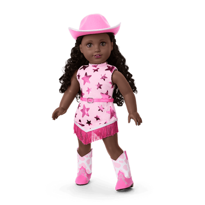 Glam Pink Cowgirl Outfit & Pink Spotted Cow Backpack & Accessory Set  Bundle