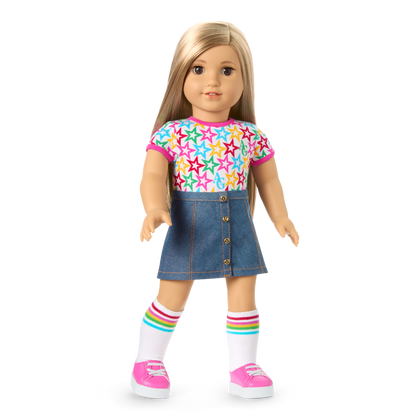 Truly Me™ 18-inch Doll #131 with straight blonde hair