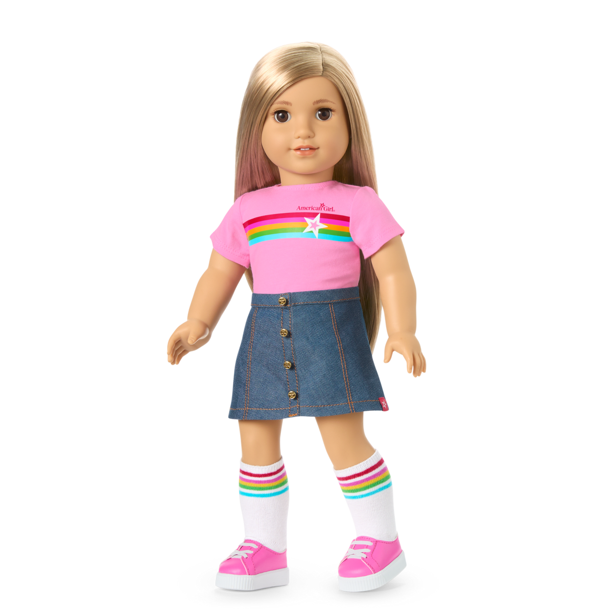Truly Me™ 18-inch Doll #131 with straight blonde hair