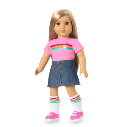 Truly Me™ 18-inch Doll #131 with straight blonde hair