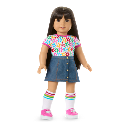 Truly Me™ 18-inch Doll #130 with straight black-brown hair