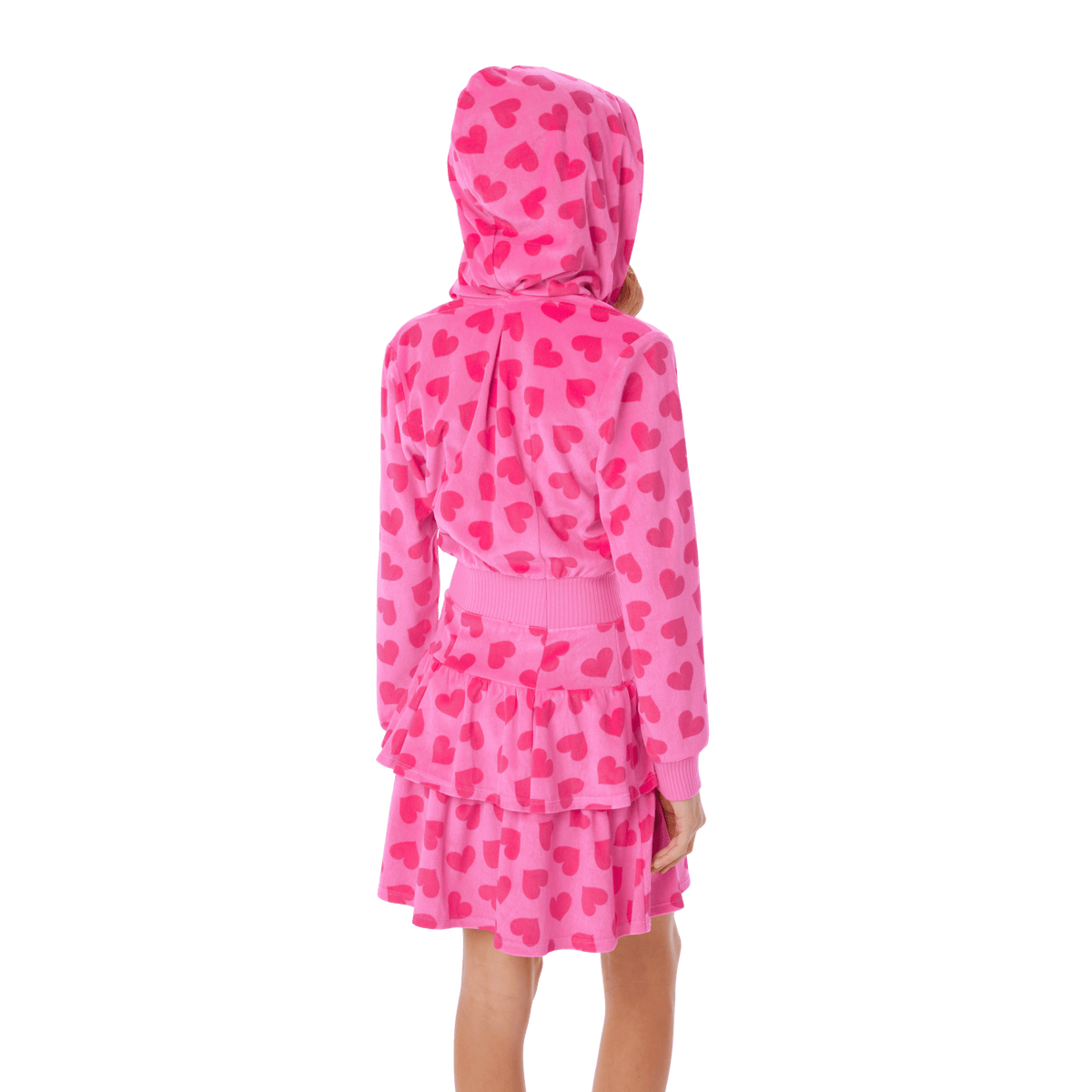 Pink Hearts Hoodie Dress for Girls