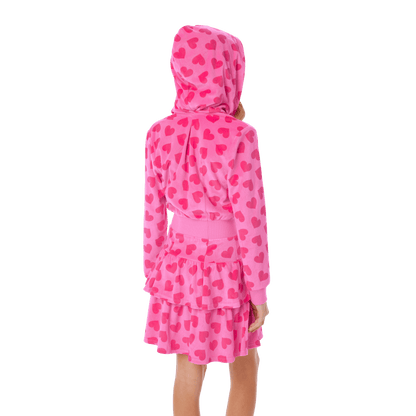 Pink Hearts Hoodie Dress for Girls