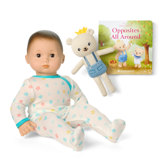 Bitty Baby® Doll #2 in Pastel Blue + Bear Friend & Board Book