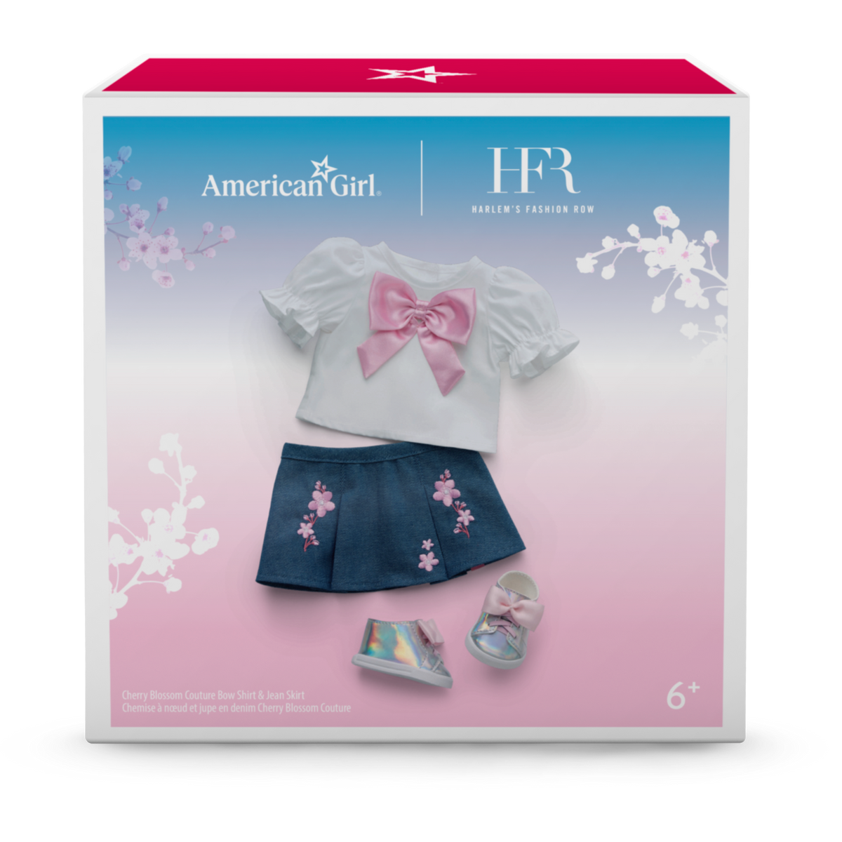 American Girl® x Harlem’s Fashion Row Cherry Blossom Couture Bow Shirt & Jean Skirt for 18-inch Dolls