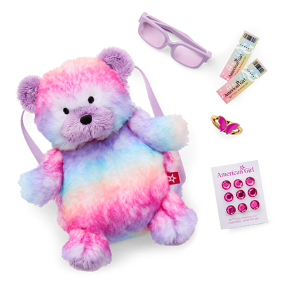 Glam Sparkly Concert Outfit & Colorful Teddy Bear Backpack & Accessory Set Bundle