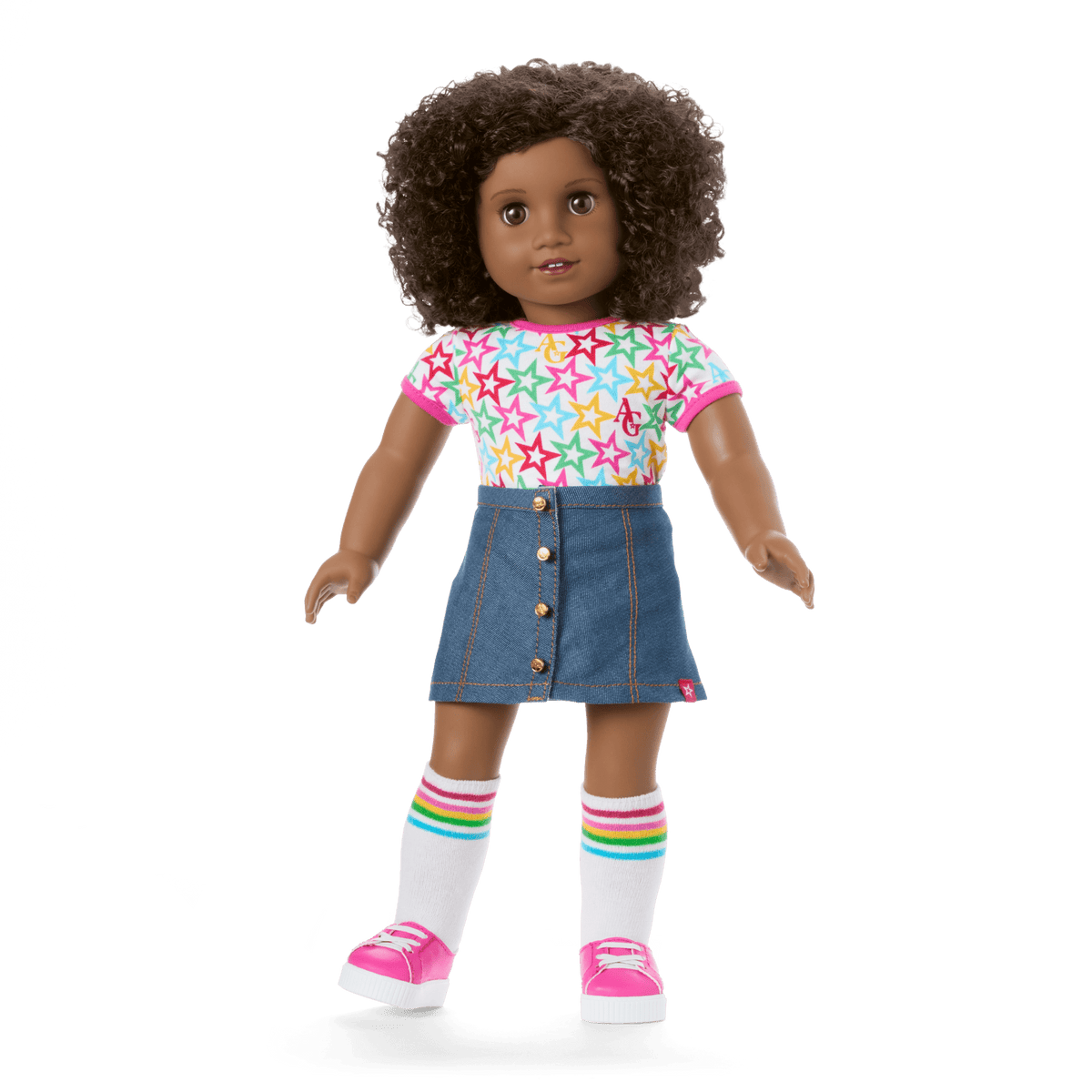 Truly Me™ 18-inch Doll #112 with curly dark-brown hair