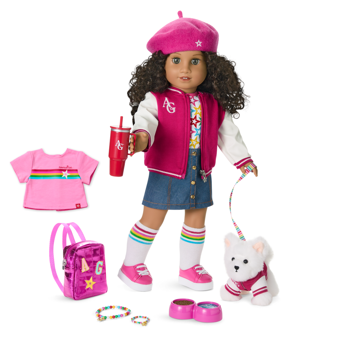 Truly Me™ 18-inch Doll #132, Puppy, Mini Backpack & Accessories AG™ Star Squad Bundle