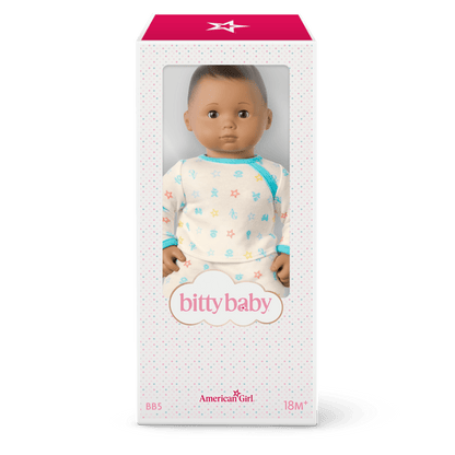 Bitty Baby® Doll #5 with dark-brown hair in Pastel Blue