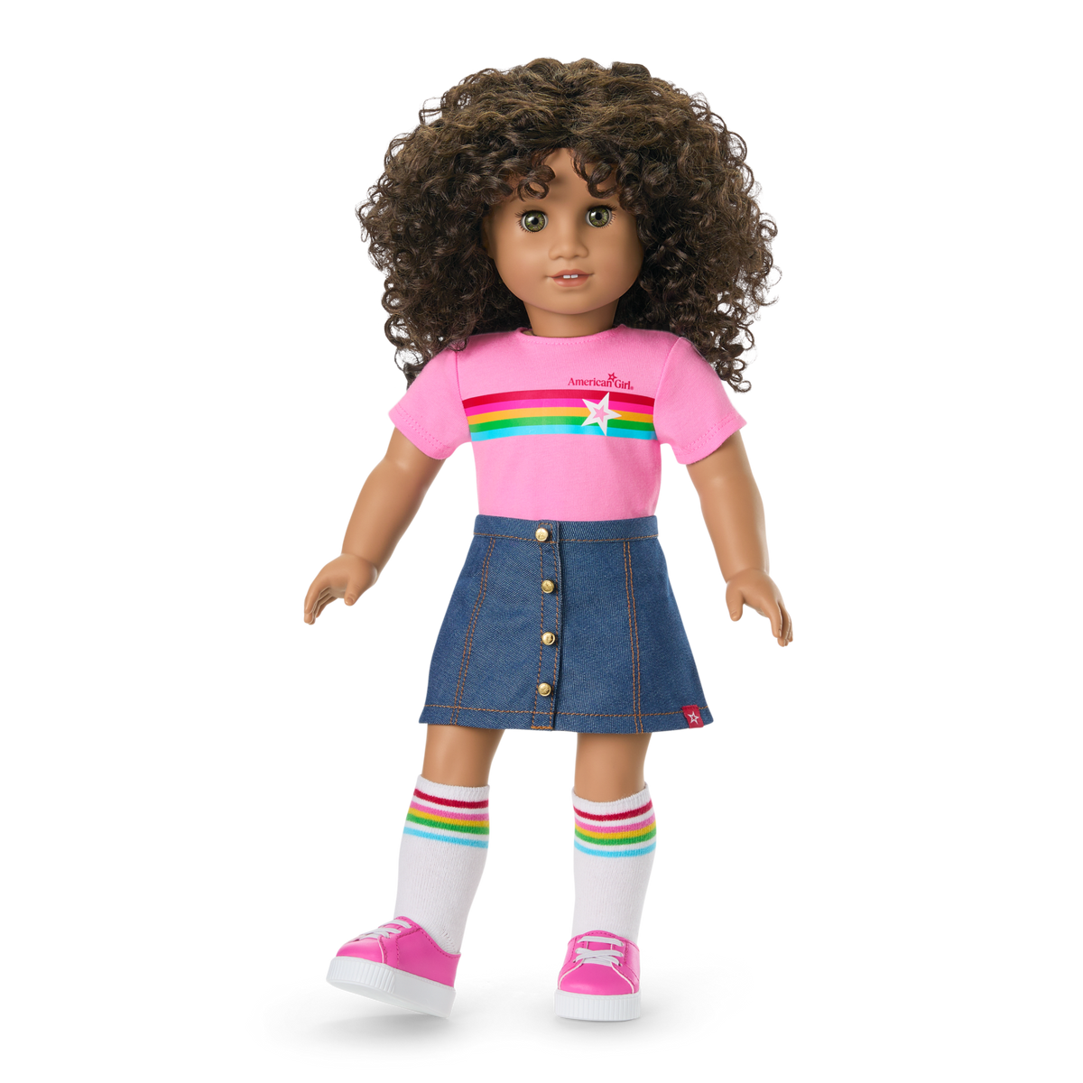 Truly Me™ 18-inch Doll #132 with curly dark-brown hair