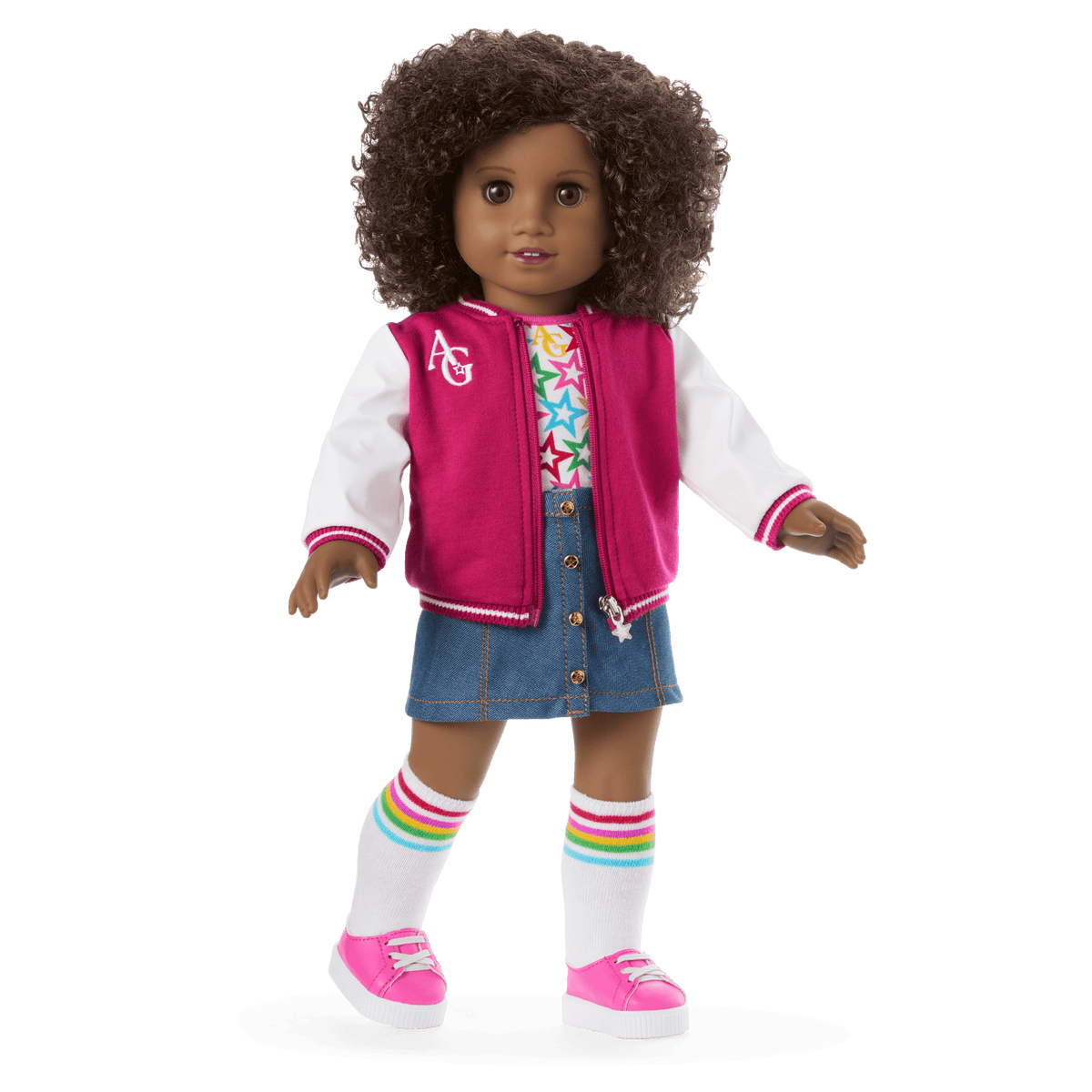 Truly Me™ 18-inch Doll #112 with curly dark-brown hair