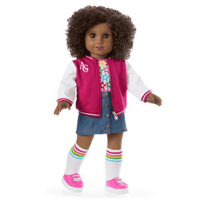 Truly Me™ 18-inch Doll #112 with curly dark-brown hair