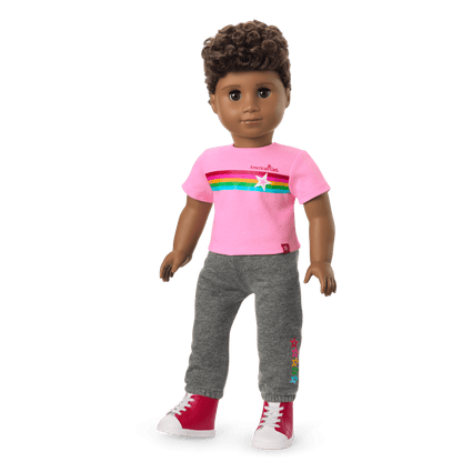 Truly Me™ 18-inch Doll #113 with curly dark-brown hair