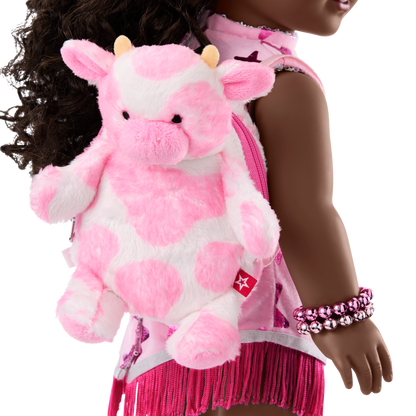 Glam Pink Cowgirl Outfit & Pink Spotted Cow Backpack & Accessory Set  Bundle