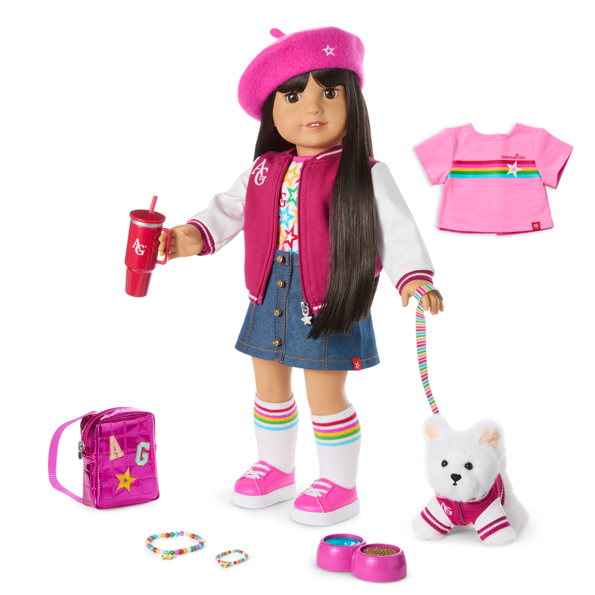 Truly Me™ 18-inch Doll #130, Puppy, Mini Backpack & Accessories AG™ Star Squad Bundle