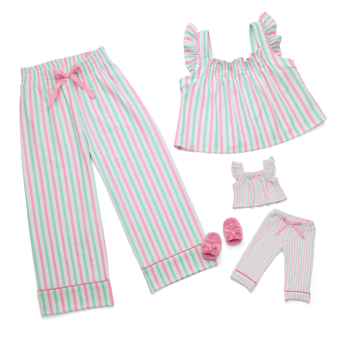 Raquel's™ Coastal Stripes Pajamas for 18-inch Dolls (Girl of the Year™ 2026)