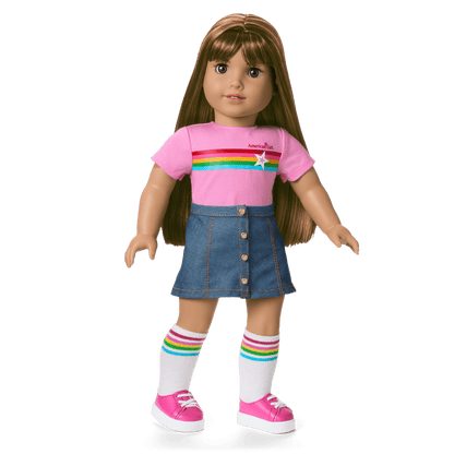 Truly Me™ 18-inch Doll #122 with straight dark-brown hair