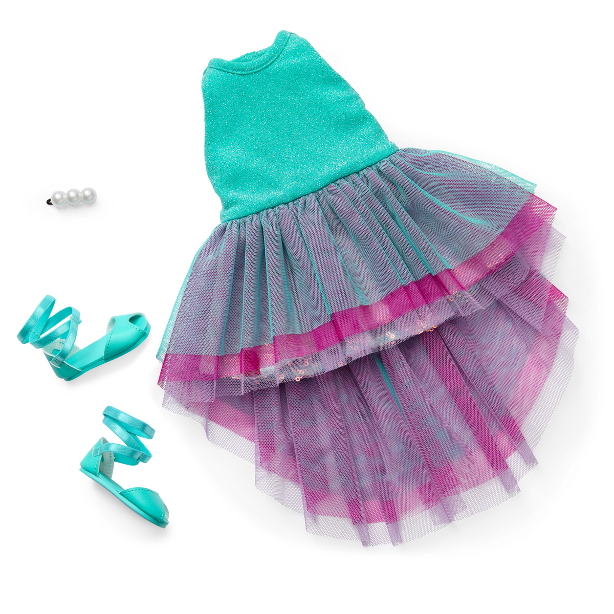 Glam Shimmering Ocean Outfit & Shimmering Sea Turtle Backpack & Accessory Set Bundle