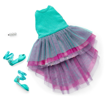 Glam Shimmering Ocean Outfit & Shimmering Sea Turtle Backpack & Accessory Set Bundle