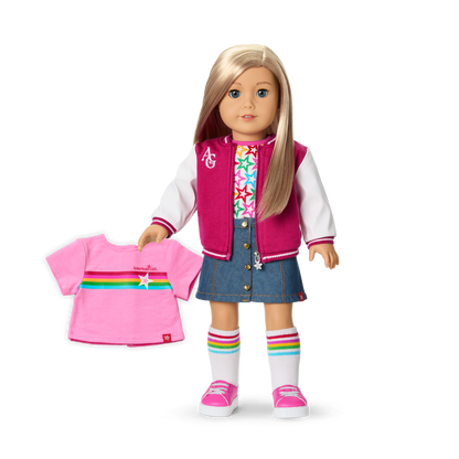 Truly Me™ 18-inch Doll #100 with straight layered blonde hair
