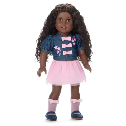 American Girl® x Harlem’s Fashion Row Cherry Blossom Couture Buttoned-Up Bows Top & Skirt for 18-inch Dolls