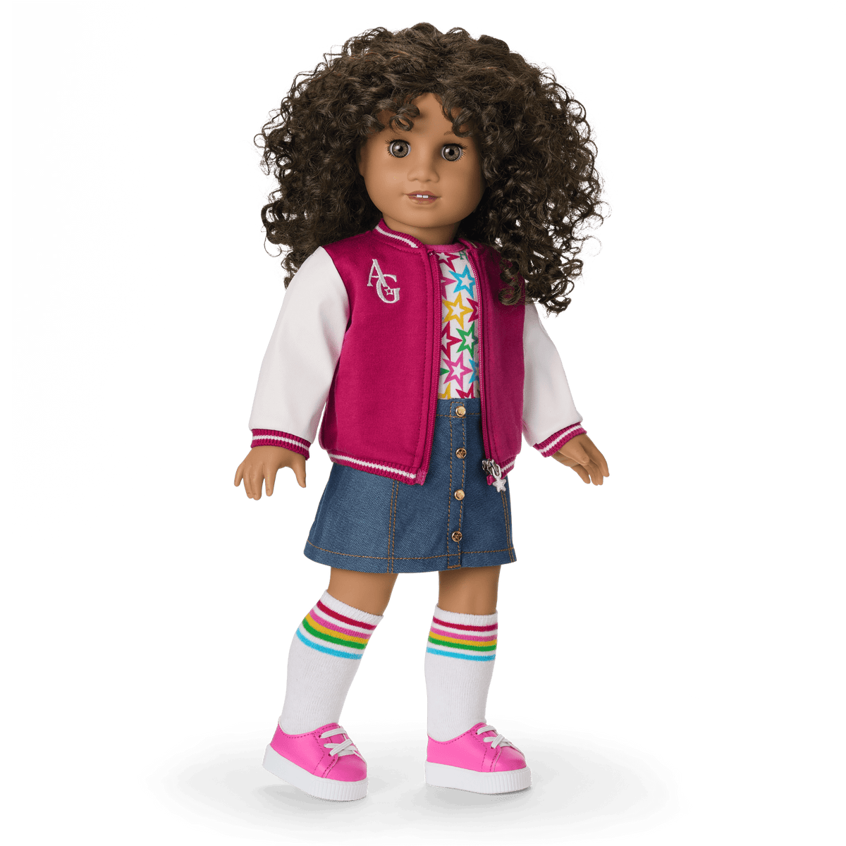 Truly Me™ 18-inch Doll #132 with curly dark-brown hair