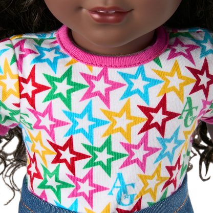 Truly Me™ 18-inch Doll #127 with curly dark-brown hair