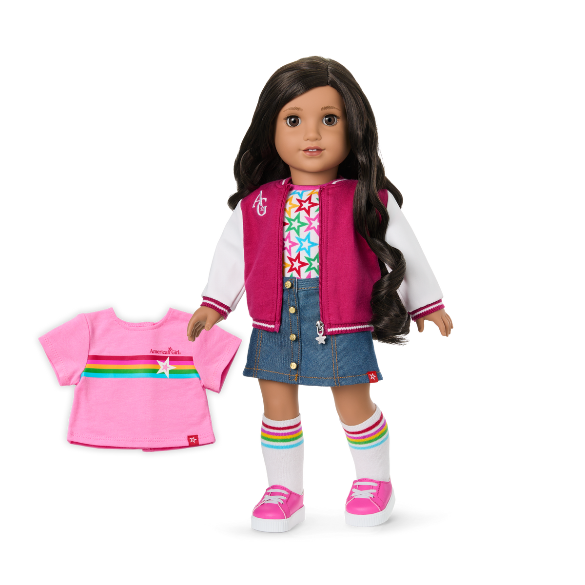 Truly Me™ 18-inch Doll #108 with curly black-brown hair