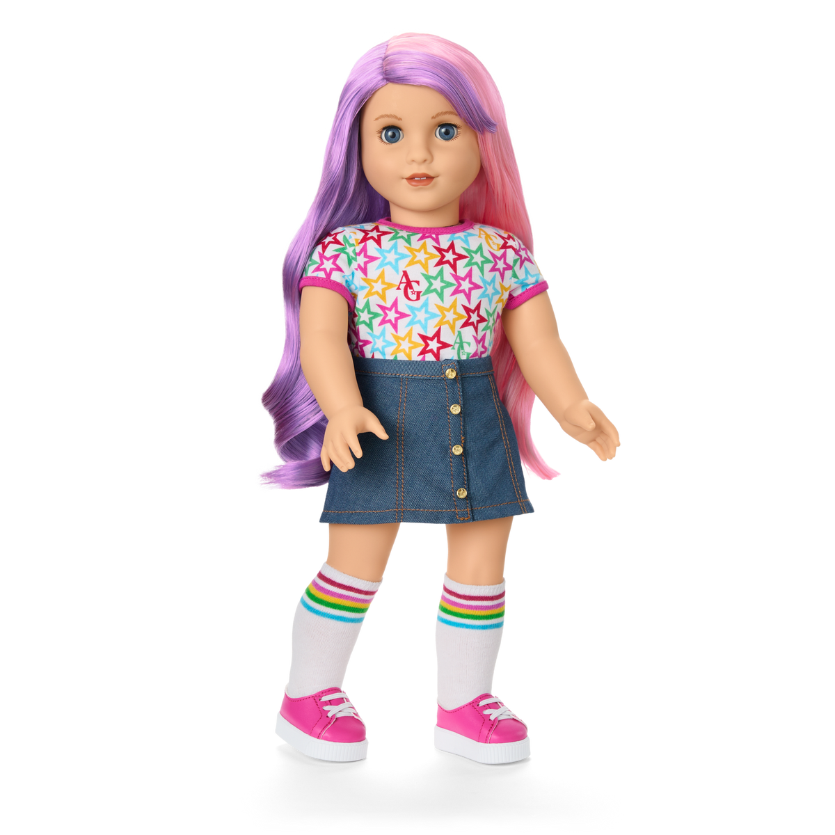 Truly Me™ 18-inch Doll #116 with wavy purple-and-pink hair