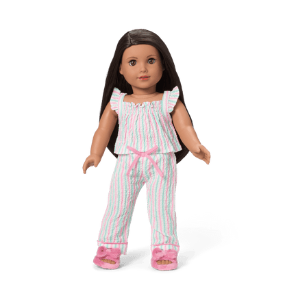 Raquel's™ Coastal Stripes Pajamas for 18-inch Dolls (Girl of the Year™ 2026)