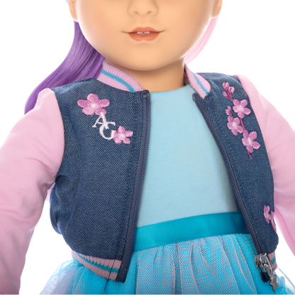 American Girl® x Harlem’s Fashion Row Cherry Blossom Couture 2-in-1 Ruffle Dress & Jacket for 18-inch Dolls