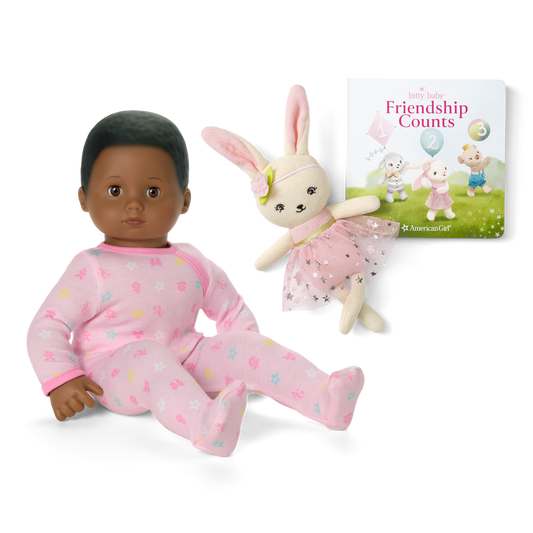 Bitty Baby® Doll #1 in Pastel Pink + Bunny Friend & Board Book